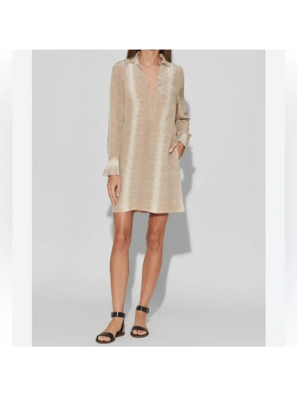 Equipment Femme Riannon Printed Silk Dress Tan Snake Print, Size S